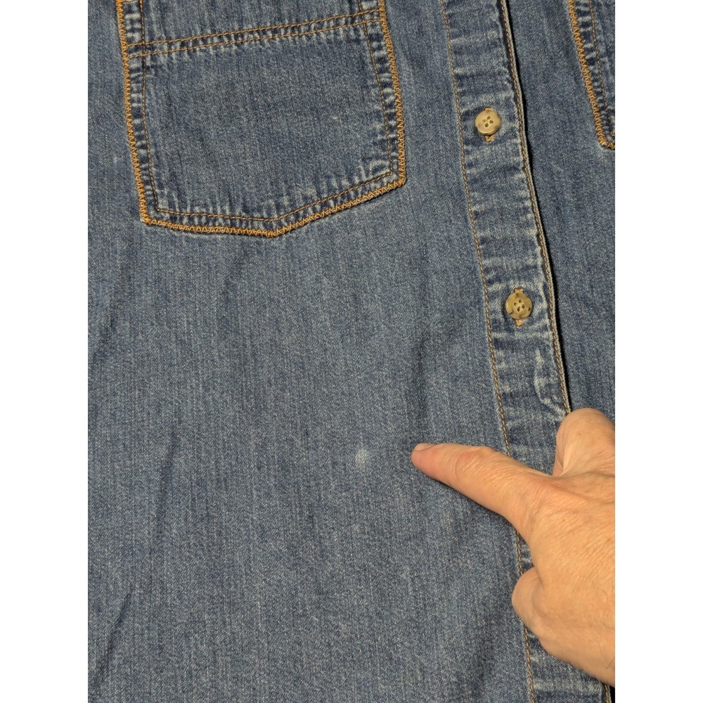 VTG 80s CALVIN KLEIN Weathered American Classic Blue Denim Shirt - Women Medium - Picture 13 of 16